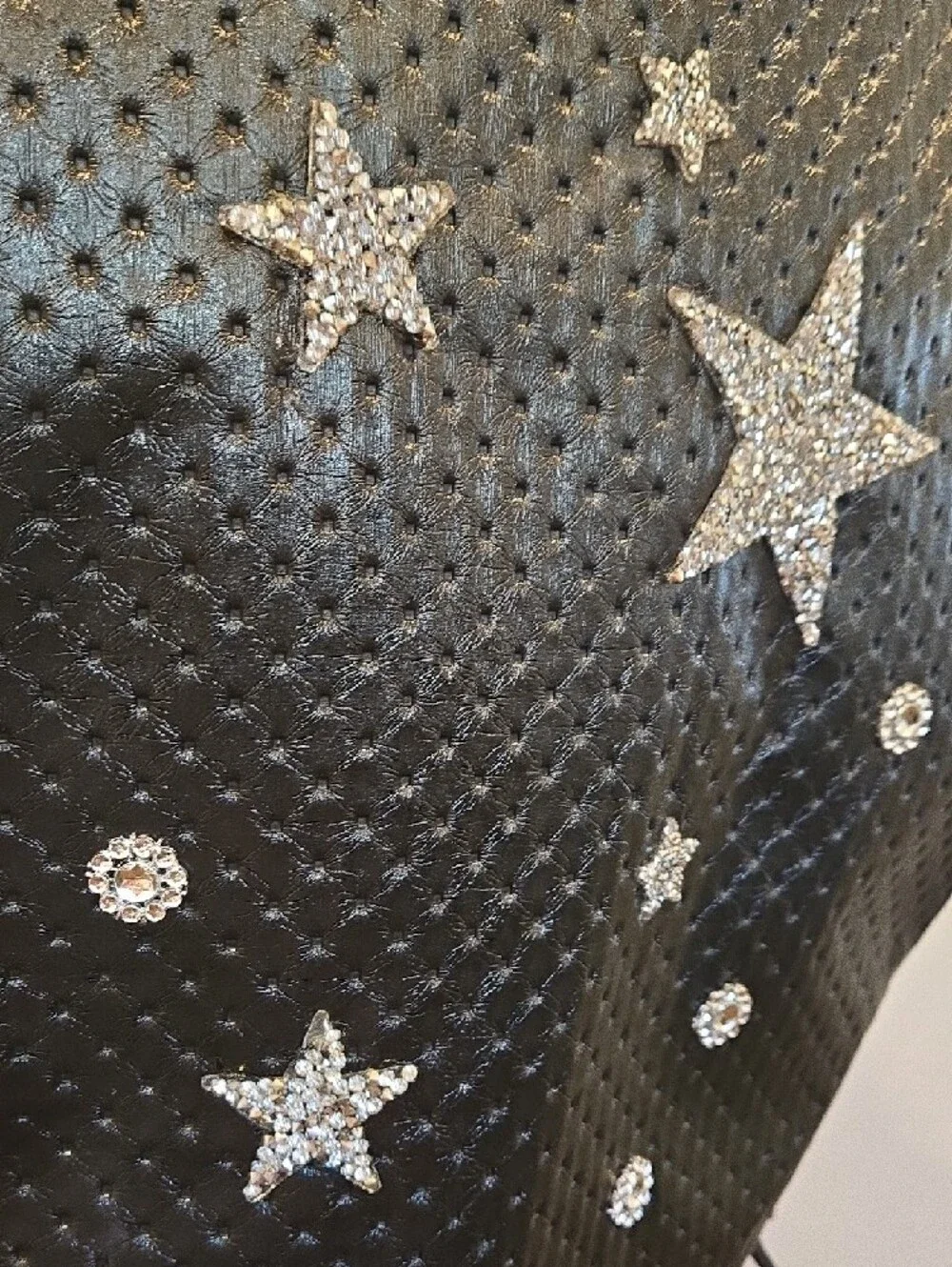 Custom Quilted Hand Studded Star Embellished Backpack. New